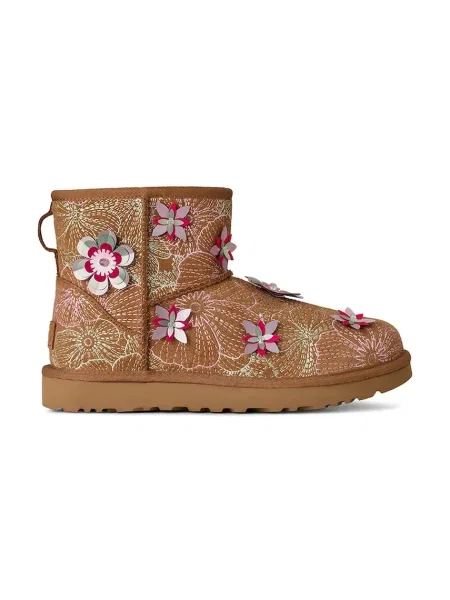 UGG cizme de zăpadă din piele întoarsă W Classic Mini Meadow maro
