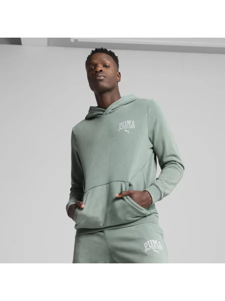 Bluza z kapturem z efektem sprania PUMA Class PUMA Green Moon zielona