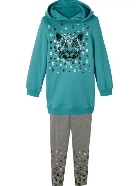 Bluza dresowa + legginsy 2 części mieszanka bawełny organicznej niebieska