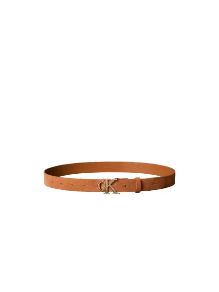 Dámsky opasok Calvin Klein Round Ck Buckle Suede hnedá