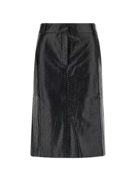 Fustă midi The Andamane cu model piele de șarpe negru