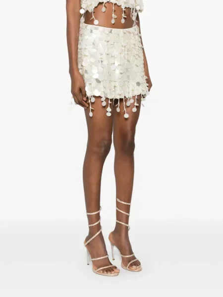 Fusta mini Retrofete cu mărgele alb