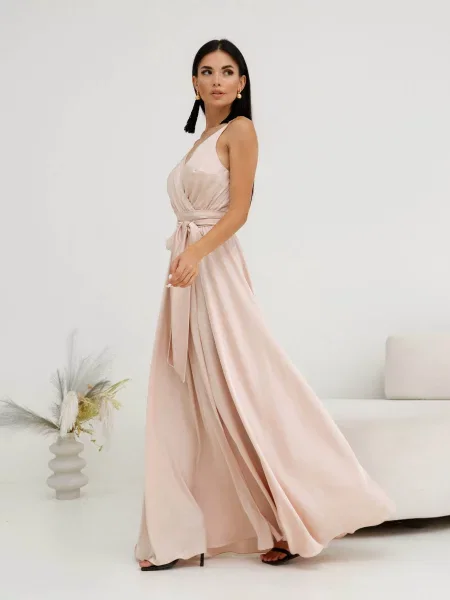 Макси платье Jadone Fashion бежевое