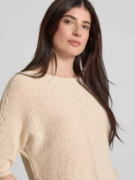 Sweter z dzianiny z rękawem o dł. Oui beżowy