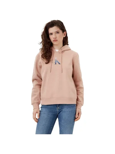 Mikina s kapucí Calvin Klein Jeans růžová
