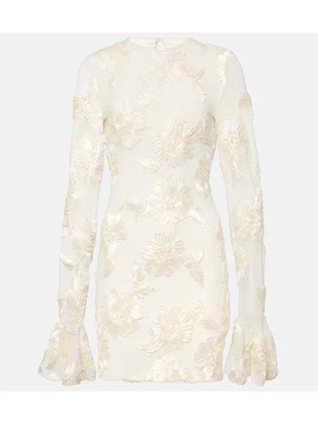 Rochie Rotate cu model floral plasă alb