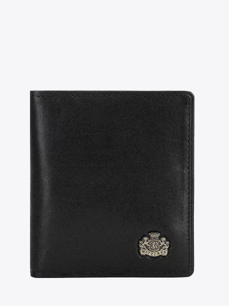 Etui na karty ze skóry z herbem bez zapięcia czarne
