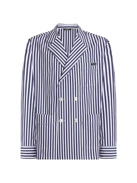 Halat Dolce & Gabbana cu dungi din poplin albastru