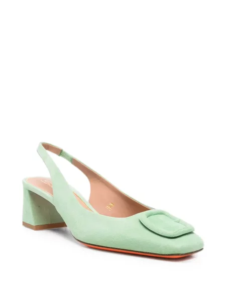 Pantofi cu toc Santoni cu cataramă slingback verde