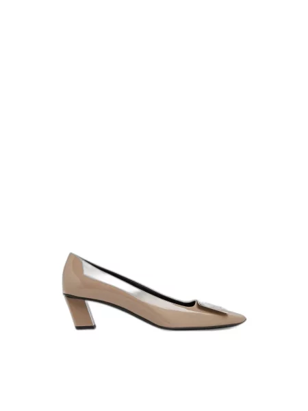 Lakierowana czółenka Roger Vivier skórzana szara