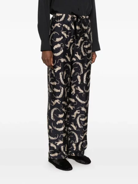 Pantaloni Forte_forte cu imagine cu model leopard albastru