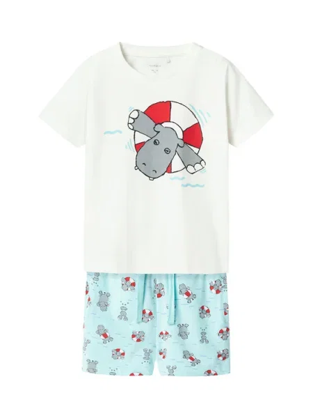 NAME IT Set tricou și pantaloni scurți Zumus alb