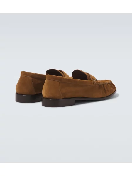 Pantofi loafer Saint Laurent din piele de căprioară maro