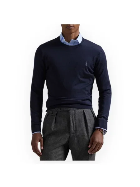 Polo Ralph Lauren sweter wełniany granatowy lekki niebieski