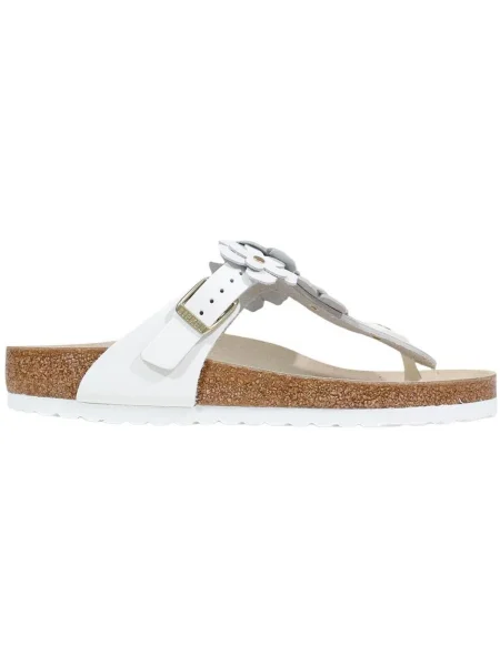Pantofi Birkenstock cu model floral alb