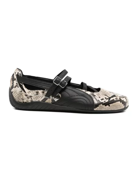 Puma baleriny skórzane Speedcat Ballet Snake beżowe