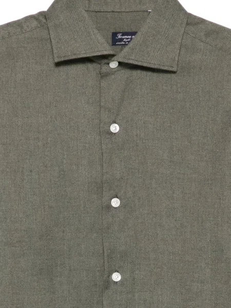 Cămașă Finamore 1925 Napoli cu model herringbone verde