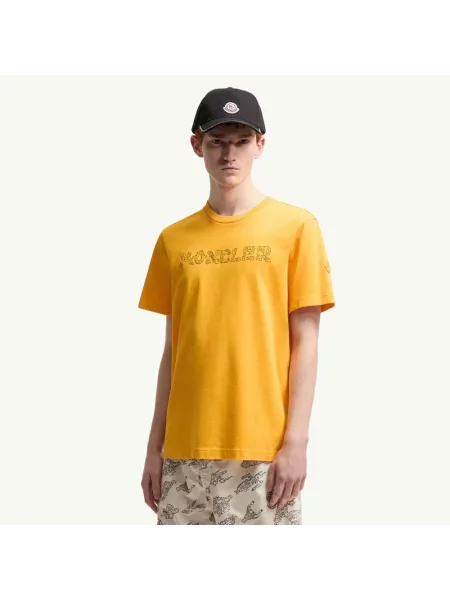 Koszulka Moncler z logo żółta