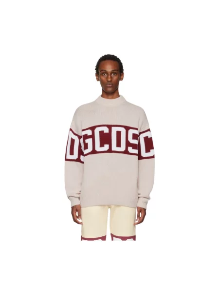 Sweter Gcds wełniany z logo biały