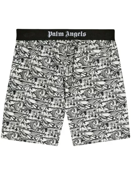 Pantaloni scurți Palm Angels cu imagine alb