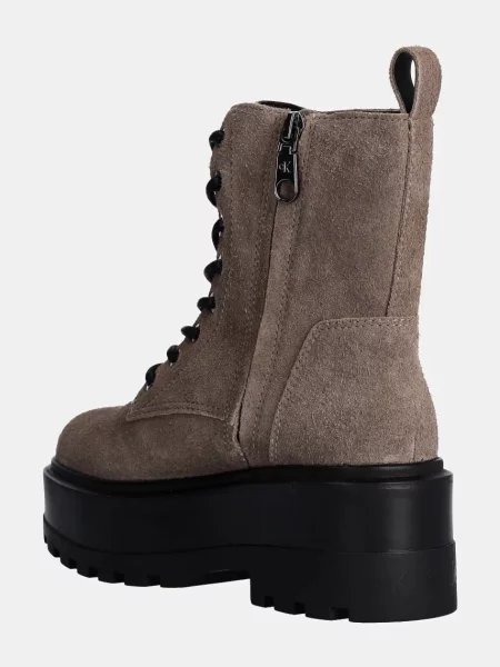 Calvin Klein Jeans Trapery Flatform Zip Laceup Mg S brązowy