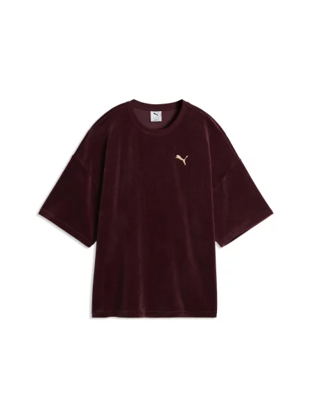 PUMA welurowa koszulka oversize Odzież XXS fioletowy