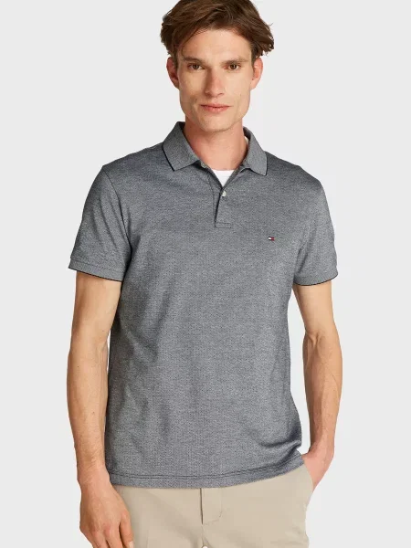 Жаккардовое поло Tommy Hilfiger с принтом серое