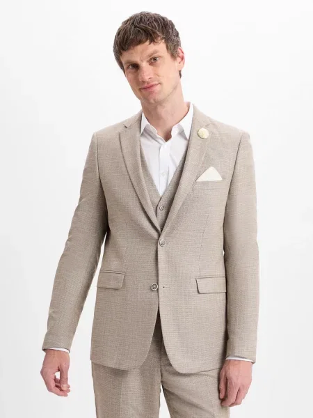 Finshley & Harding kurtka modułowa Steven Mężczyźni Modern Fit wzorzysty 25 beżowy