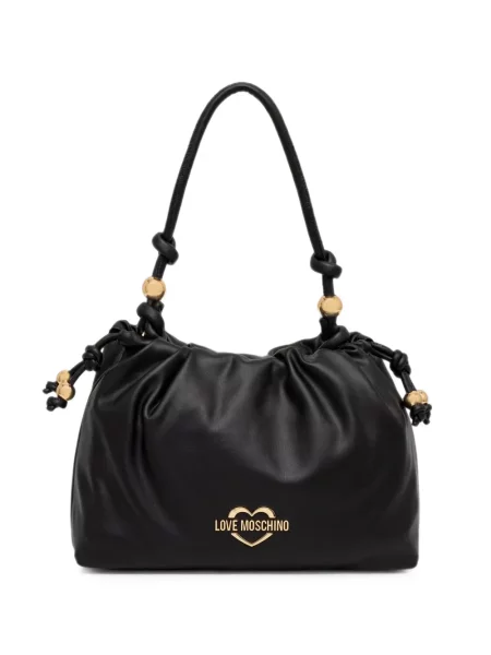 Geantă shopper Love Moschino cu volane negru
