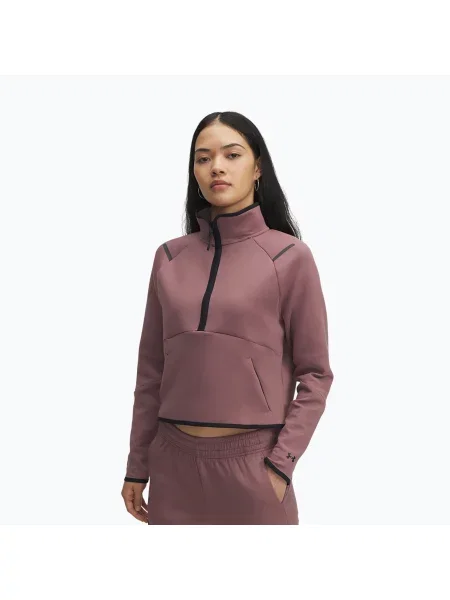 Hanorac de antrenament pentru femei Under Armour Unstoppable Fleece HZ Maroon Mist/Black negru