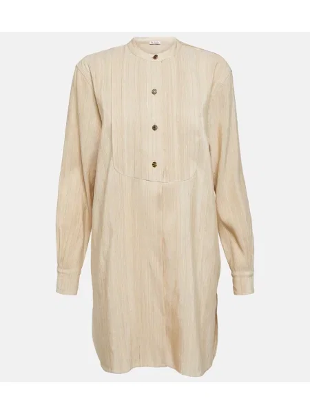 Top Loro Piana de mătase cu dungi bej