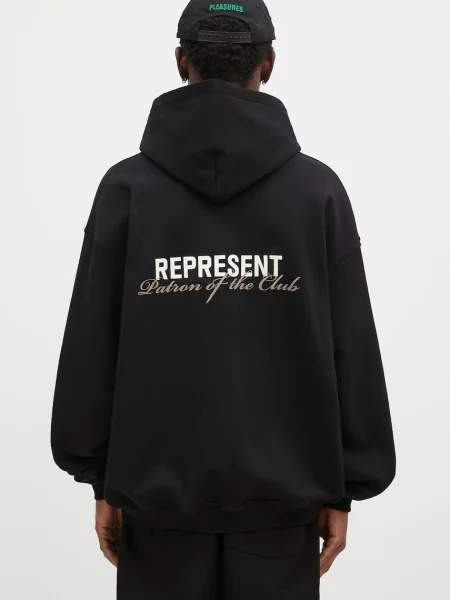 Dukserica Represent Patron Of The Club Hoodie za muškarce s kapuljačom s tiskom crna