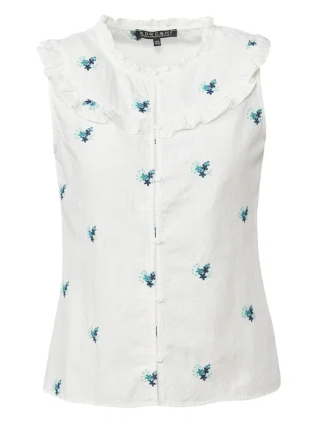 KOROSHI Bluză albastru închis / verde mentă alb