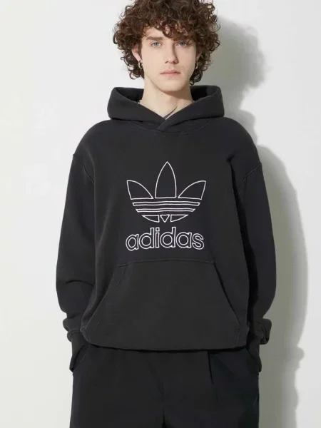 Свитер Adidas Originals с капюшоном с аппликацией черный