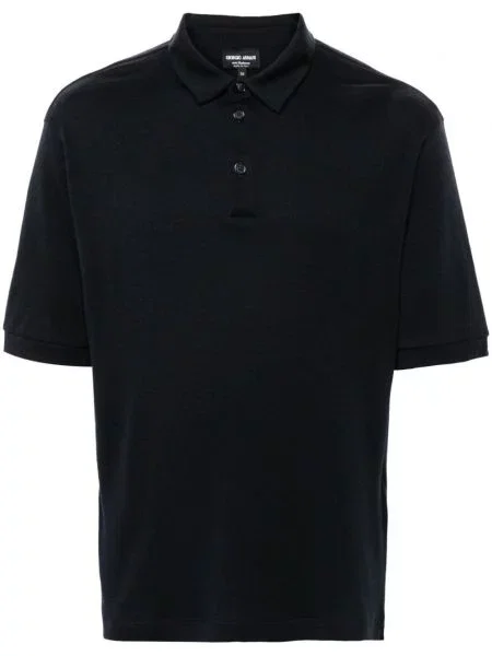 Tricou polo Giorgio Armani din cașmir albastru