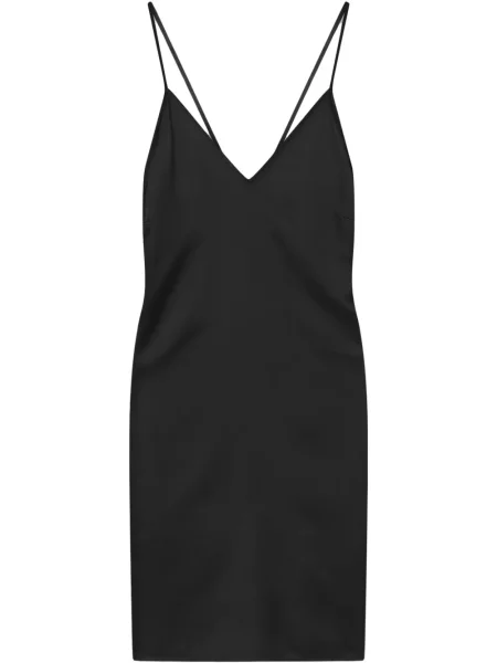 Rochie midi Aeron din satin până la genunchi de costum negru