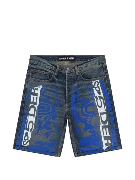 Pantaloni scurți din denim Sp5der cu imagine albastru