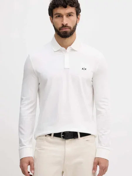 Koszulka polo Armani Exchange z długim rękawem biała
