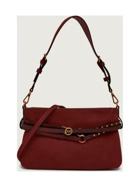 Mini curea Pinko din piele mini bordo
