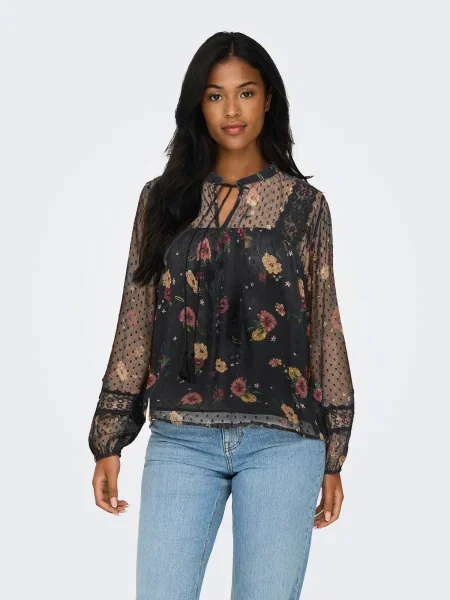 ONLY Bluza ONLTESSA ELIZA svijetlosmeđa / zelena / prljavo roza crna