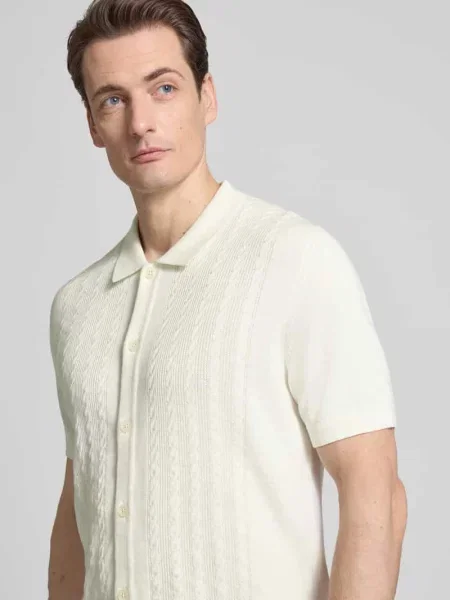 Koszulka polo o kroju regular fit z rękawem o dł. Olymp Level Five białe