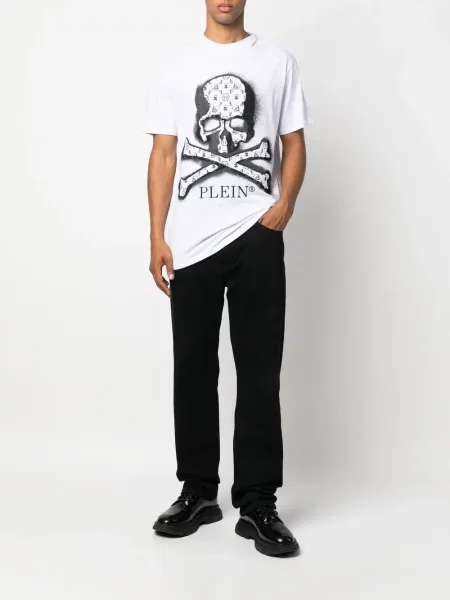 Raštuotas marškinėliai Philipp Plein balta