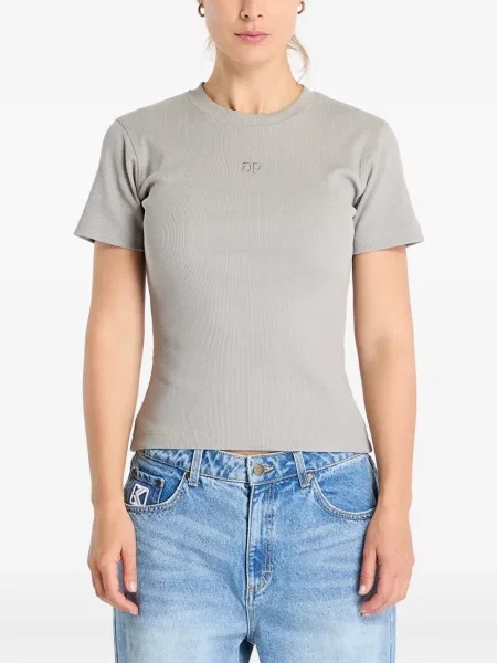 Tricou Daily Paper cu broderie tricotate gri
