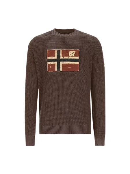 Dzianinowy sweter Napapijri brązowy