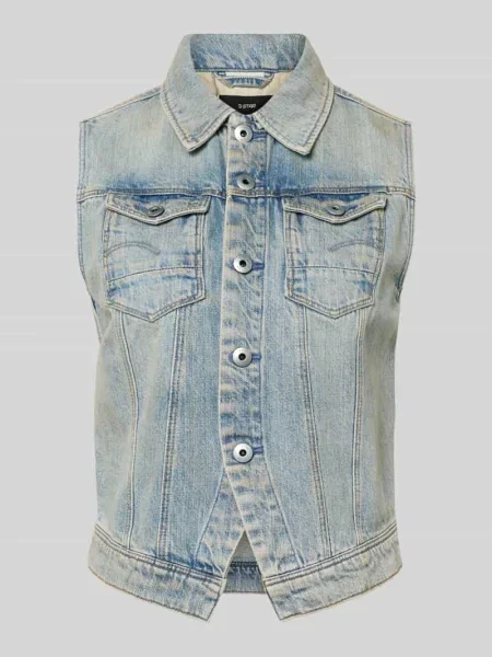 Kamizelka jeansowa o kroju slim fit z efektem znoszenia G-star Raw niebieska