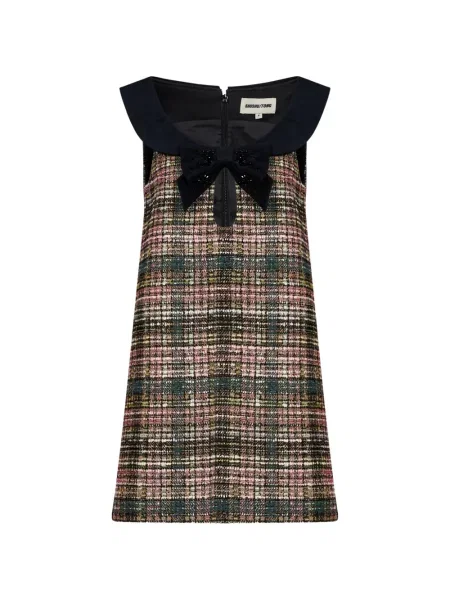 Rochie mini Shushu/tong cu funde din tweed negru