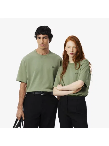 Lacoste Koszulka Z Grubego Dżerseju O Luźnym Kroju zielony