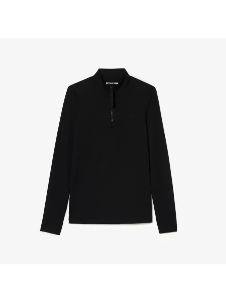 Lacoste Koszulka Polo Z Długim Rękawem I Ściągaczem Z Kołnierzykiem Zapinanym Na czarna