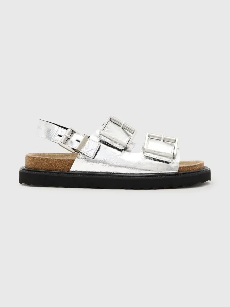 Кожени сандали AllSaints Isla Sandal сребристо