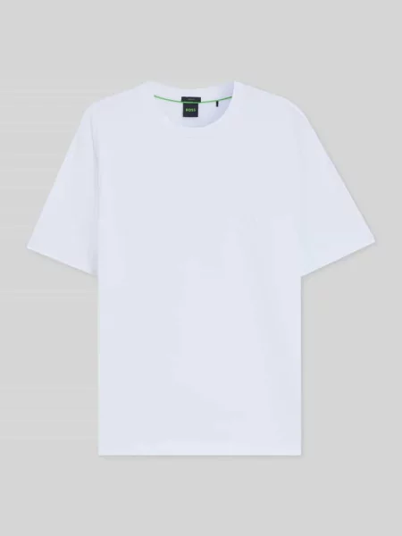 T-shirt o kroju regular fit z mieszanki bawełny Boss Green biała